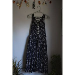 Vintage Navy midi button up dress size 2